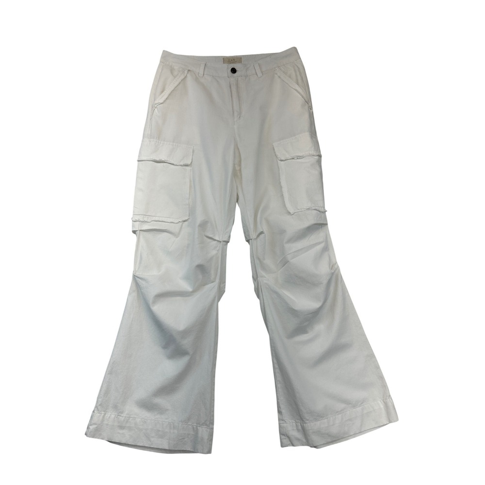 Chelsea & Violet Pants Womens M White Flare Leg Ruched‎ Sides Cotton Cargo